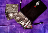 Hand Embroidered Skeleton Rose in Hand Tarot/Rune Bag.