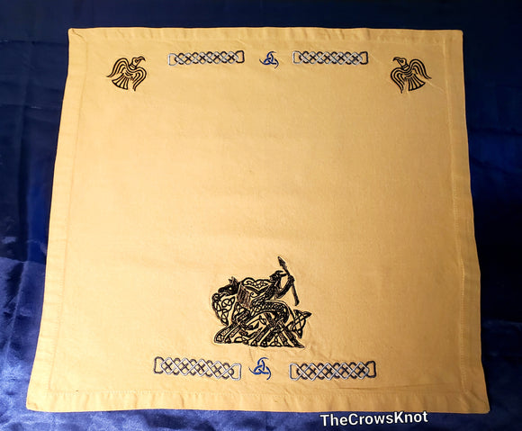 Odin Sleipnir with Ravens and Triple Horns Altar Cloth - The Crows Knot