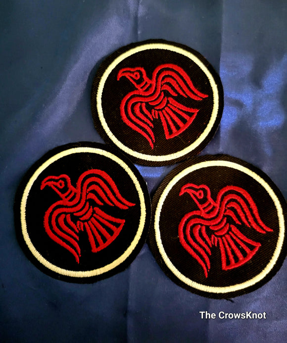 Iron-On Norse Raven Circle Patch - The Crows Knot