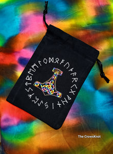 Rainbow Thor's Hammer Tarot/Rune Bag - The Crows Knot