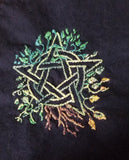 Hand Embroidered Elemental Pentacles.