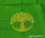 Embroidered Celtic World Tree Altar Cloth/Wrap - Green - The Crows Knot