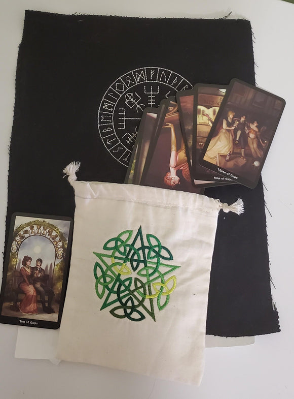 Interwoven Pentacle Rune/Tarot Bag * Green - The Crows Knot