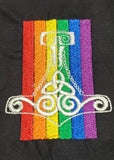 Large Mjolnir Thor's Hammer Rainbow Tarot/Rune Bag - Black.