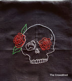 Skull and Roses * Hand-Embroidered* Altar Cloth * Wrap.