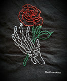 Skull and Roses * Hand-Embroidered* Altar Cloth * Wrap.