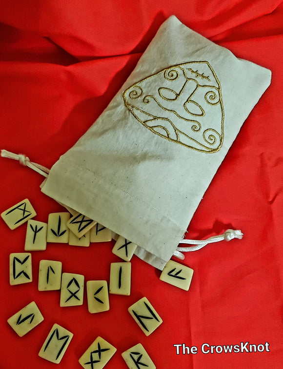 Embroidered Snaptun Loki * Mistletoe Tarot/Rune Bag - The Crows Knot