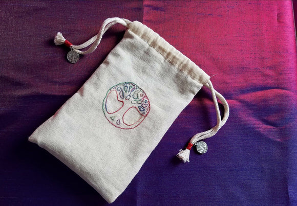 Hand Embroided World Tree Rune/Tarot Bag.