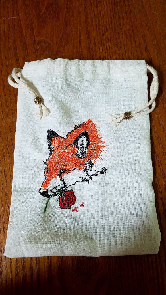 Fox Love Embroidered Tarot/Rune Bag.